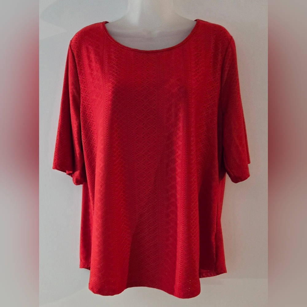 Apt 9 Ladies Top Sz XL Bright Red Short Sleeve Euc